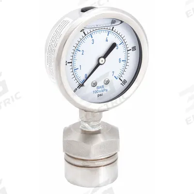 KODIAK Pressure Gauge with Diaphragm Seal: 0 psi to 100 psi, KC301/DSM35, 2 1/2 in Dial - Dial Pressure Gauges with 316 SS Female-Threaded Mini-Seal