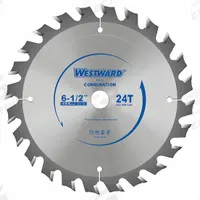 WESTWARD Circular Saw Blade: 6 1/2 in Blade Dia., 24 Teeth, 0.07 in Cut Wd, 5/8 in Arbor Size, Combo (MPN 24EL52). Key specifications — attr1116119: WESTWARD; attr1145631: Wood.