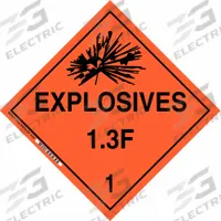 BRADY DOT Container Placard: Explosives 1.3 F 1, 10 3/4 in x 10 3/4 in, 10 3/4 in Label Ht, Placard (MPN 63355). Key specifications — Brand: BRADY; Message: Explosives 1.3 F 1.