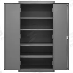 DURHAM MFG Storage Cabinet: 36 in x 24 in x 84 in, Swing Handle & Keyed, 16 ga Panel Thick, Frame (MPN 2500-4S-95). Key specifications — attr62698: Gray; attr62736: Welded; attr87895: Frame; attr62693: Assembled; attr62737: Stationary; attr62694: Adjustable; attr62695: Powder Coated; attr62696: Steel.