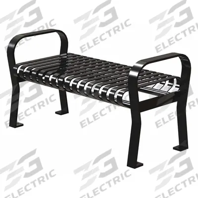 THOMAS STEELE Outdoor Bench: Carnival, 46 in Overall Lg, 18 in Overall Ht, Black, Black - Powder Coated Steel Benches