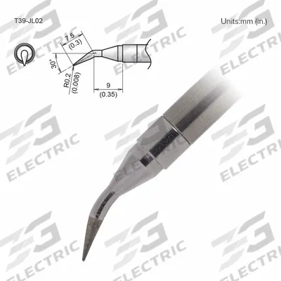 HAKKO Soldering Tip: T39 Series, Bent Conical, 0.2 mm W - T39 Series Soldering Tips