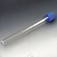 GLOBE SCIENTIFIC Test Tube: Test Tube, Polystyrene, 20 mL Capacity - mL, 0.67 oz Capacity - oz, Blue (MPN 6160). Key specifications — Brand: GLOBE SCIENTIFIC; Graduated: No; Closure Color: Blue; Includes Closure: Yes; Body Color: Colorless; Bottom Shape: Round; Body Material: Polystyrene.