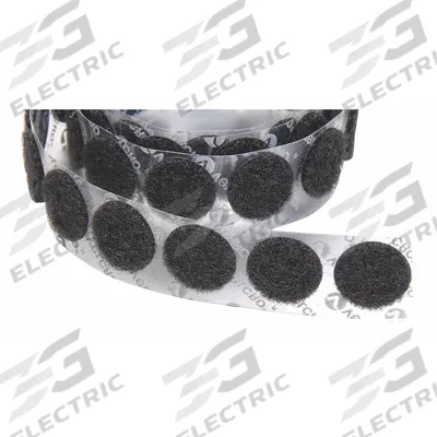 VELCRO BRAND Hook-and-Loop Fastener: Disc, 1/2 in Overall Dia, Loop, Black, Adhesive - Pre-Cut Discs