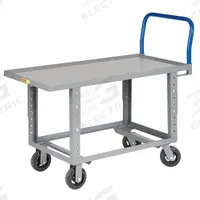 LITTLE GIANT Platform Truck: 2,000 lb, 60 in L x 24 in W x 35 1/2 in H Deck, Solid, 12 ga Deck, Std (MPN RNL-2460-6MR-AH). Key specifications — Side Panel Type: No Side Panels; Brand: LITTLE GIANT; Color: Blue; Caster/Wheel Configuration: (2) Swivel.