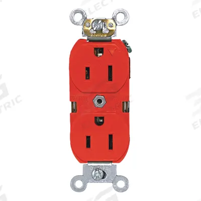 LEVITON Receptacle: Duplex, 5-15, Red, 125V AC, 15 A, 2 Pole / 3 Wire (MPN 5262-IGR) - General Purpose Receptacles