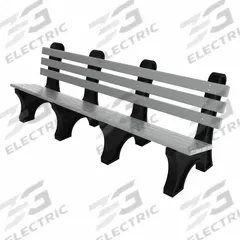 ULTRASITE Outdoor Bench: Comfort Park Avenue, 96 in Overall Lg, 33 1/2 in Overall Ht, Gray, Black (MPN PB 8GRACPAE). Key specifications — Manufacturer Part Number: PB 8GRACPAE; Brand: ULTRASITE; Frame Color: Black; Product Type: Outdoor Bench; Seat Color: Gray; Series: Comfort Park Avenue.