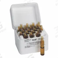 HACH Primary Chlorine Standard Solution: 2 mL Volume, 50 to 75 mg/L, Ampule, 7681-52-9, Solution, 20 (MPN 1426820). Key specifications — Brand: HACH; CAS Number: 7681-52-9; Chemical Family Type: Solution; Concentration: 50 to 75 mg/L; Container Type: Ampule; Manufacturer Part Number: 1426820; Product Type: Primary Chlorine Standard Solution.