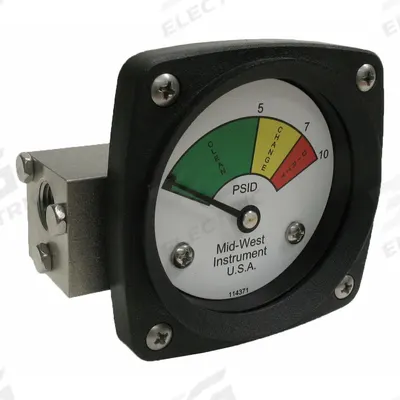 MIDWEST INSTRUMENT 3-Color Differential Pressure Indicator: 1,000 psig Max - Differential Pressure Indicators