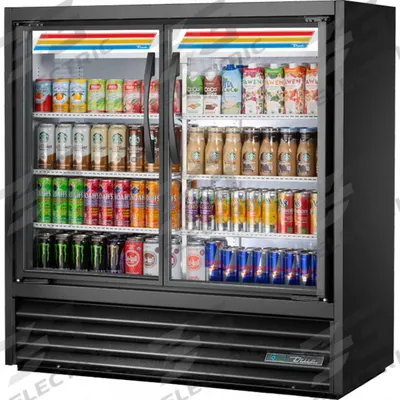 TRUE REFRIGERATION Refrigerated Merchandiser: 48 in x 46 7/8 in x 21 in, Black, Swing - Glass Door Refrigerator Merchandisers