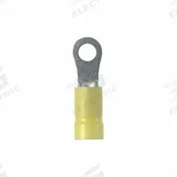 PANDUIT StrongHold(TM) EV10-10RB-Q Ring Terminal: Yellow, Vinyl Insulation, #10 Stud Size, 600 V. Key specifications — attr1308027: PANDUIT; attr1356513: EV10; attr1356587: Funnel Entry.