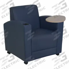 REGENCY Armchair: Blue, Navy Blue, 4 Casters/Glides, Built-In Tablet Arm, 31 in Overall Wd, Vinyl (MPN 7701NSNOBE). Key specifications — Brand: REGENCY; Features: Built-In Tablet Arm; Frame Color: Navy Blue; Back Material: Vinyl; Seat Material: Vinyl; Chair Material: Vinyl.