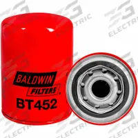 BALDWIN FILTERS Hydraulic Filter: Hydraulic Fluid, 1-12 Thread Size, Spin-On, 3 11/16 in Outside Dia (MPN BT452). Key specifications — Media Material: Cellulose; Brand: BALDWIN FILTERS; Compatible Fluid Type: Hydraulic Fluid; Compatible Vehicle Make: Daewoo; Includes: G401 Integral Gasket; Thread Size: 1-12.