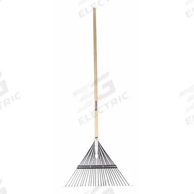 WESTWARD Lawn Rake: Spring Brace Head, Steel Head, Wood Handle - Standard Leaf Rakes