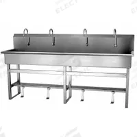 SANI-LAV Wash Station: 45 in Overall Ht, 77 in Bowl Lg, 8 in Bowl Dp, 2 gpm Flow Rate, 16 ga (MPN 58F1). Key specifications — Includes Side Splash: Side Splash Not Included; Brand: SANI-LAV.