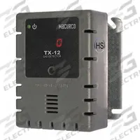 MACURCO Fixed Gas Detector: Macurco Control Panel, Hydrogen Sulfide, cETLus Certified, Gas Detector (MPN TX-12-HS). Key specifications — Brand: MACURCO; Operating Voltage: 100 to 240V AC; Display Type: Digital; Gas Detected: Hydrogen Sulfide; Measurement Range: Hydrogen Sulfide (0 to 50 ppm); Product Type: Stand-Alone Detector & Controller or Transducer; Mounting Location: Wall; For Use With: Macurco Control Panel.