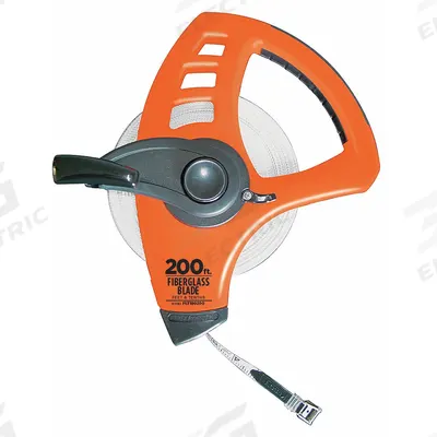 KESON Long Tape Measure: Manual, FLT1810200, SAE/Engineers Scale, 200 ft, 1/8 in - Open-Reel Long Tape Measures
