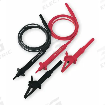 MEGGER Test Lead Set: CAT IV 600V, 3.9 ft Test Lead Lg, Black/Red - Test Leads
