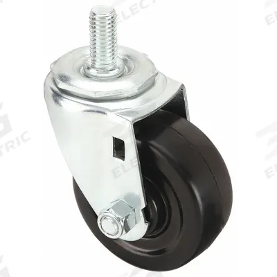 APPROVED VENDOR Stem Caster: Swivel, 3 in Wheel Dia., 1 1/4 in Wheel Wd, Rubber - Standard Threaded Stem Casters