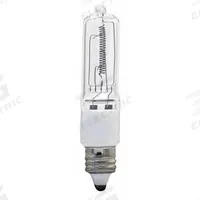 GE LAMPS Halogen Bulb: Halogen, Miniature Candelabra Screw (E11), (T) Tubular, T4, ETG, 120V AC (MPN Q150CL/MC-ETG). Key specifications — attr923609: White; attr923593: T4; attr923631: ETG; attr916823: GE LAMPS; attr923634: 120V AC.