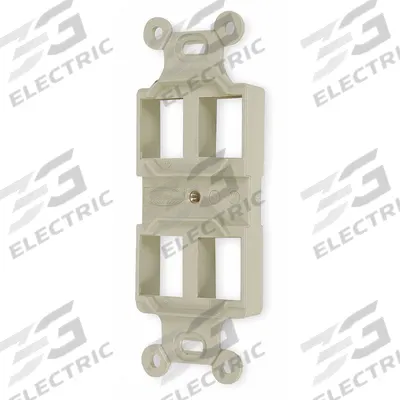 HUBBELL PREMISE WIRING Outlet Frame: Duplex, Bright White, 4 Ports - Voice & Data Housings
