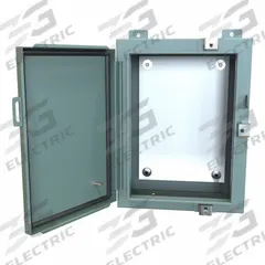 HAMMOND Electrical Enclosure: Steel, 16 in x 12 in x 6 in, NEMA 12/13/3R/4, w/Panel, Solid Cover (MPN 1418N4B6). Key specifications — Closure Method: Clamps; Brand: HAMMOND; Knockouts: Not Included.