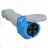 HUBBELL Pin and Sleeve Connector: Blue, 250V AC, Three Phase, 100 A, 3 Pole, 4 Wire, IEC Grounding (MPN HBLS4100C9W). Key specifications — Brand: HUBBELL.