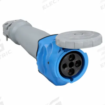 HUBBELL Pin and Sleeve Connector: Blue, 250V AC, Three Phase, 100 A, 3 Pole, 4 Wire - Washdown-Rated Connectors