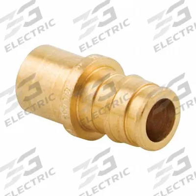 UPONOR Barbed Fitting Adapter: 1/2 in ID x 1/2 in Pipe Size, Barbed x Cup, Brass/Copper - Expansion Brass Barbed Tube Fittings