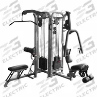 PROMAXIMA Multi-Gym Corner Unit: Steel, Powder Coated, Gray, Black, Vinyl, 3 Stations (MPN P-350C)