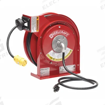 REELCRAFT Extension Cord Reel: Ratchet Lock, 50 ft Cord Lg, 16 AWG, SJTOW, 5-15R Cord Lg - Self-Retracting Cord Reels