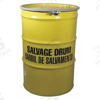 APPROVED VENDOR Salvage Drum: Steel, 85 gal, Bolt Ring, 18 ga / 18 ga / 18 ga, Epoxy Phenolic, Steel (MPN 2616P). Key specifications — Drum Material: Steel; Drum Head Type: Open Head; Bung Hole Size: 3/4 in; UN Rating Solids: 1A2/X440/S; Drum Message Text: Salvage Drum Barrel; Closing Ring Material: Steel; For Holding: Liquids; Brand: APPROVED VENDOR.