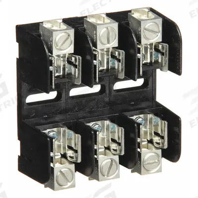 MERSEN Fuse Block: Open Block Design, 3 Pole, 250 V AC, Box Lug - Fuse Blocks for UL Class H & K Fuses