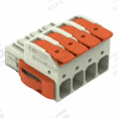 WAGO Lever Wire Connector: 4 Port, 18 AWG – 4 AWG Solid Wire Size Range, 66 A - Modular Lever Wire Connectors