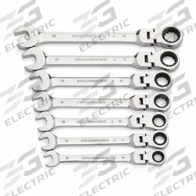 GEARWRENCH Combination Ratcheting Wrench Set: Alloy Steel, Full Polish Chrome, 7 Tools - Metric 12-Point Ratcheting Combination Wrench Sets