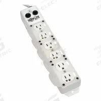 TRIPP LITE Outlet Strip: 6 Outlets, 15 ft Cord Lg, 15 A Current, UL 1363A, White, 5-15P, 2 1/2 in Wd (MPN PS-615-HG-OEMRA). Key specifications — Brand: TRIPP LITE; Mounting Style: Keyhole.