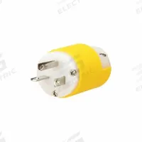 HUBBELL Straight Blade Plug: 5-20P, 125V AC, 20 A, 2 Pole, 3 Blade, White/Yellow (MPN HBL53CM66CST)