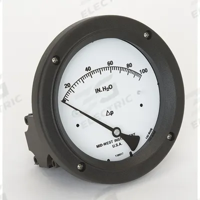 MIDWEST INSTRUMENT Differential Pressure Gauge: Back, 1/4 in NPT Female, Model 142 - Medium & High Operating Pressure Differential Gauges