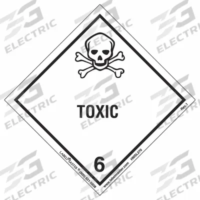LABELMASTER Container Label: Toxic, 4 in x 4 in, 4 in Label Ht, 4 in Label Wd - Class 6: Toxic, Poison Inhalation & Infectious Substances