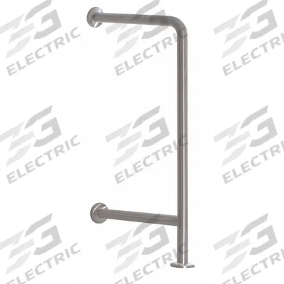 BRADLEY Floor to Wall Grab Bar: Angled, 33 in Lg, 1 1/2 in Dia, Stainless Steel - Wall- & Floor-Mounted Grab Bars