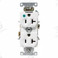 LEVITON Duplex Receptacle Outlet: Hospital Grade, Duplex, 5-20R, White, 125V AC, 20 A (MPN C8300-W)