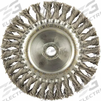 APPROVED VENDOR Wire Wheel Brush: Twisted Stainless Steel, 6" Dia x 1/2" Wd - Heavy-Cleaning Brushes for Contoured Stainless Steel Surfaces