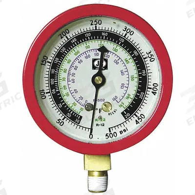 JB INDUSTRIES High Side Gauge: High Side Gauge, 0 psi to 800 psi, Liquid Filled, 3 1/8 in Dia - Analog High Side Pressure Gauges