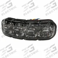 ECCO LED Warning Light: Perimeter Flashing Warning Light, Amber/Red, 1/2 in Overall Wd, LED (MPN ED3793RA). Key specifications — Operating Voltage: 12-24V DC; Number of Flash Patterns: 69; Includes: Bezel for Two-Bolt Mount; Electrical Connection: Blunt Cut Wires; Mount Type: Bracket; Brand: ECCO; Shape: Rectangular.