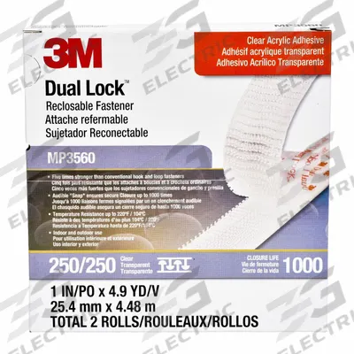 3M DUAL LOCK Hook-and-Loop Fastener: Roll, Clear, Self-Mating, 1 in Overall Wd - High-Strength Reclosable Fastener Rolls