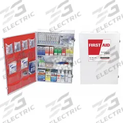 FIRST AID ONLY First Aid Kit and Housing: Industrial, 150 People Served, 1,172 Components, Metal (MPN 54574). Key specifications — Adhesive Bandages Included: (40) Knuckle Bandages; Application: Industrial; Brand: FIRST AID ONLY; Housing Color: White; Housing Material: Metal; Includes Oral or Inhalant Medication: Medication Included; Mountable: Wall Mount; Oral and Inhalant Medicinals Included: (100) Non-Aspirin Pain Relievers.