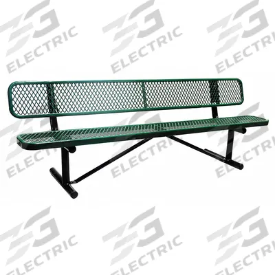 GRAINGER Outdoor Bench: 96 in Overall Lg, 32 1/2 in Overall Ht, Green, Black - Thermoplastic Coated Steel Benches