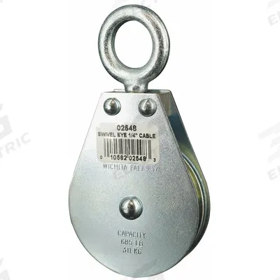 APPROVED VENDOR Pulley Block: Swivel, Upright Mount, Pulling, 685 lb Working Load Limit - Swivel-Eye Attached Pulley Blocks