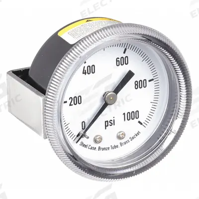 APPROVED VENDOR Panel-Mount Pressure Gauge: U-Clamp, 0 psi to 1,000 psi, 2 in Dial - U-Clamp Panel-Mount with Brass/Bronze Wetted Parts