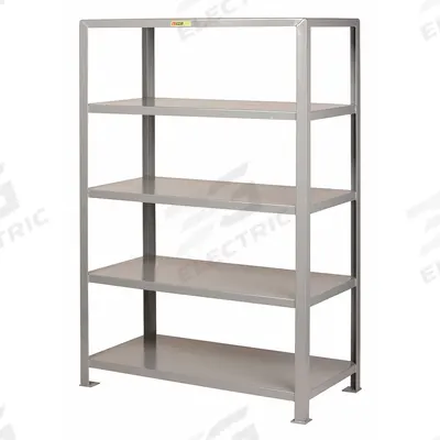 LITTLE GIANT Metal Shelving: Heavy-Duty, Standalone, 30 in x 18 in, 72 in Overall Ht - Heavy-Duty Fixed Open Welded Shelving